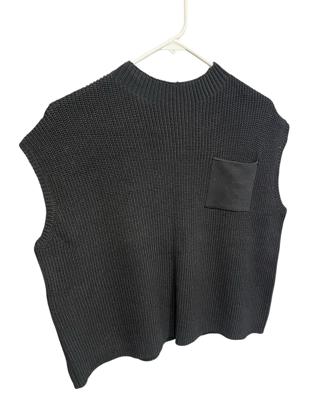 Black Knitted Short Sleeve Woman’s Sweater Top - Size Large - Picture 4 of 7
